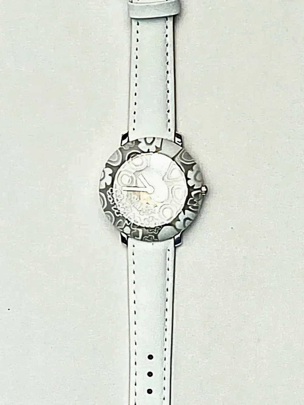 Yunik Handcrafted Murano glass 36mm genuine leather strap w/ safety buckle